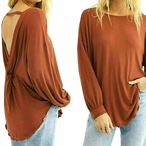 Free People New Cowboy Oversized Open Twist-Back Ribbed Long Sleeve Tunic Top - Picture 3 of 14